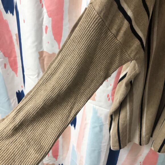 RXB Black Cream Tan Striped Oversized Sweater Size XL - Picture 13 of 16